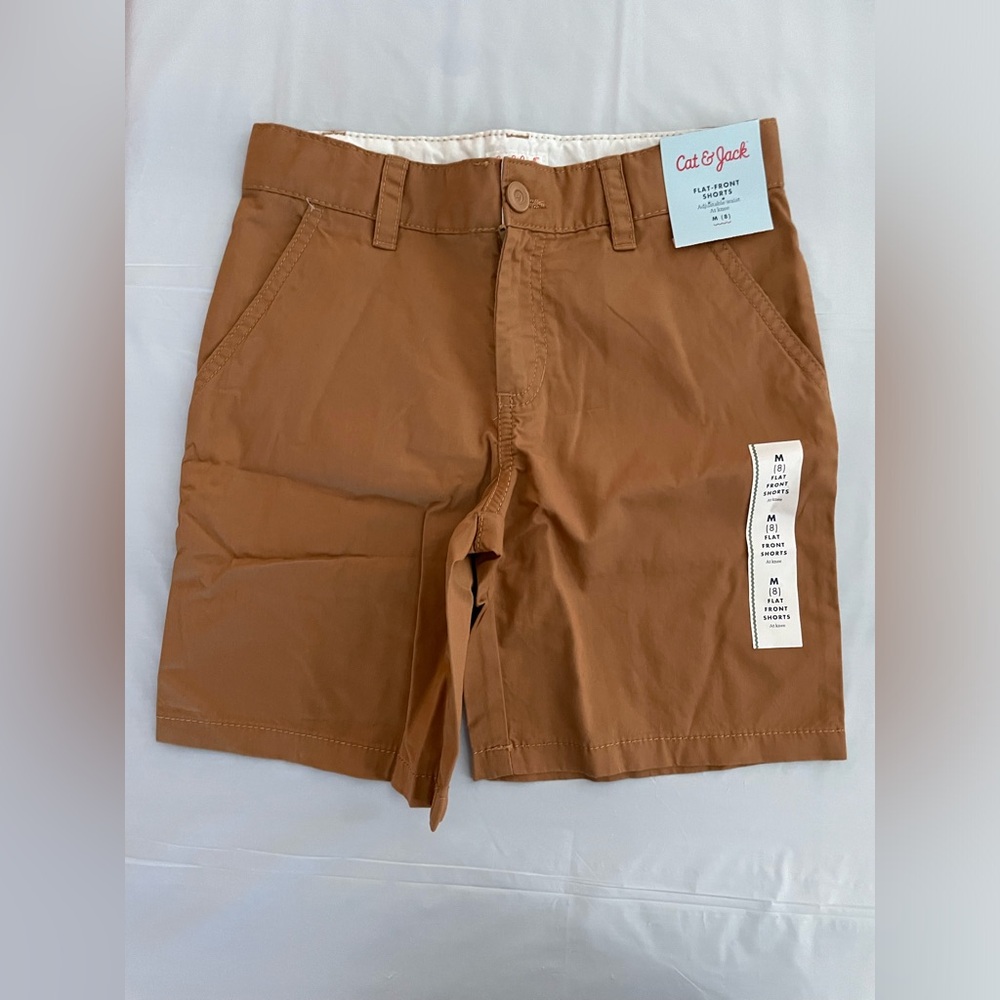 Cat & Jack boys flat-front shorts size M(8) NWT Color-Brown Sugar